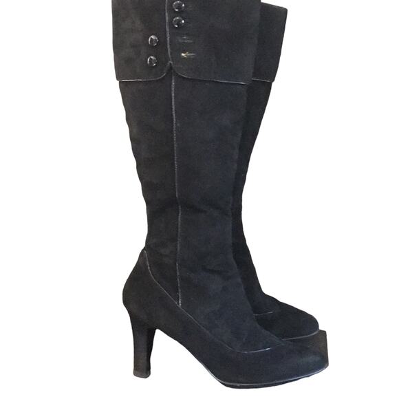 Sofft High Heeled Black Suede Boots 6M - Picture 3 of 8